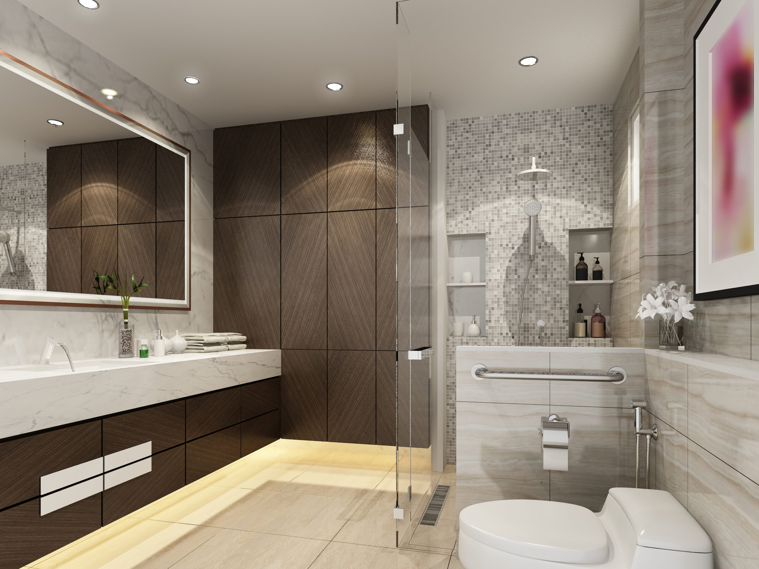 Minimalist Walk-in Shower Project in West Palm Beach